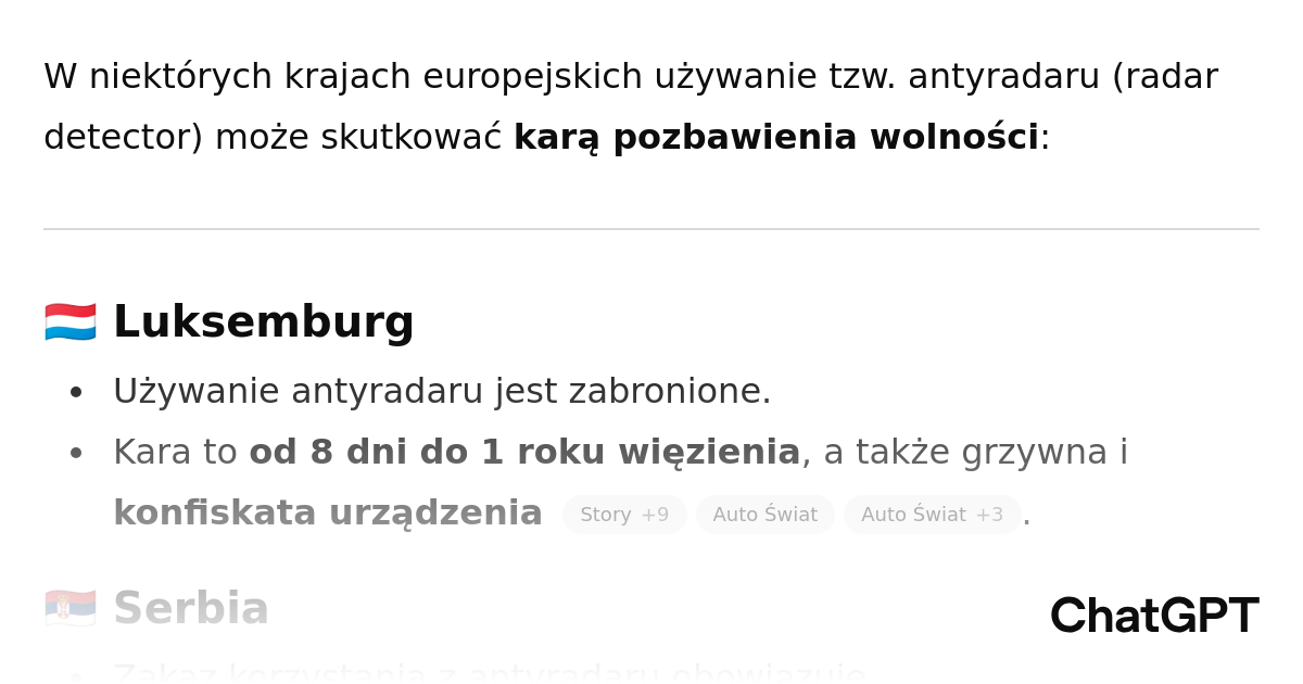 Kraje z karą za antyradar